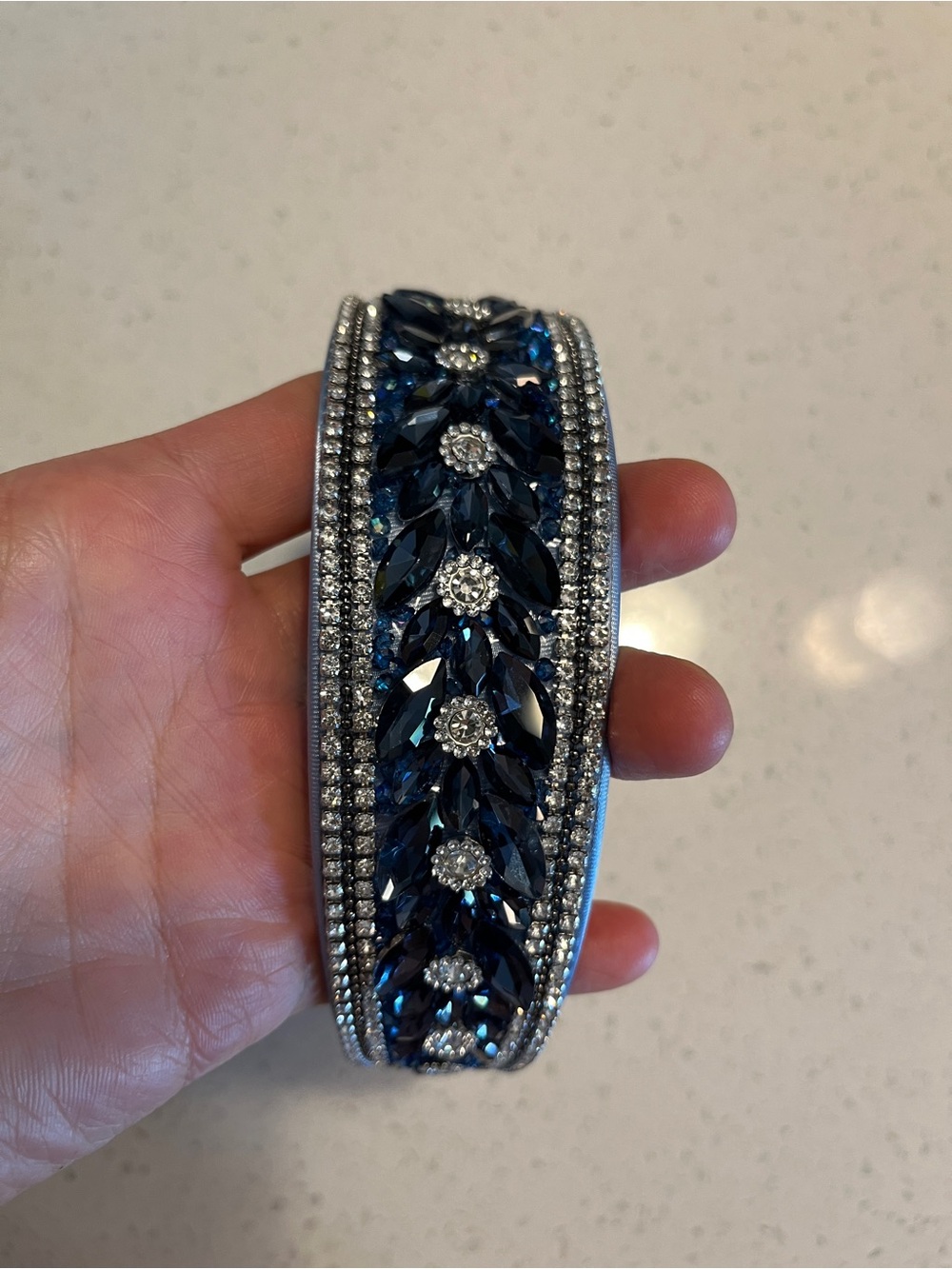 Embellished Blue Crystal Headband - Picture 7 of 10